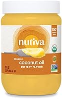 Nutiva Organic Coconut Oil with Non-Dairy Butter Flavor, 29 Fl. Oz. USDA Organic, Non-GMO, Whole 30 Approved, Vegan &...